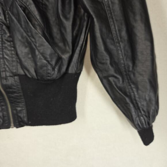Vintage Moto Jacket Paris Blues Black 2XL 90s Vegan Leather Y2k Goth Biker Bike - Picture 11 of 14